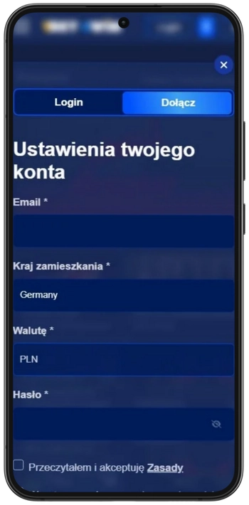 1Bet4Win Casino Wypełnianie pola rejestracyjnego